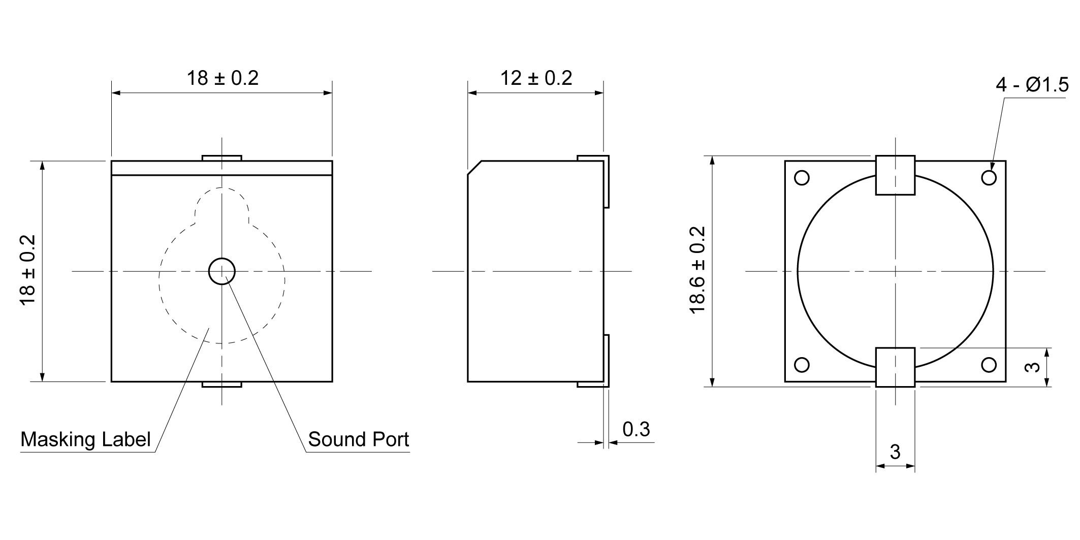 SPT1812T-30A20 Mechanical Drawing